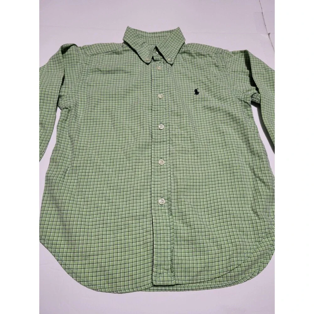 (#16) Polo Ralph Lauren Button Up Size Toddler 4T Green Check Plaid Long Sleeve
